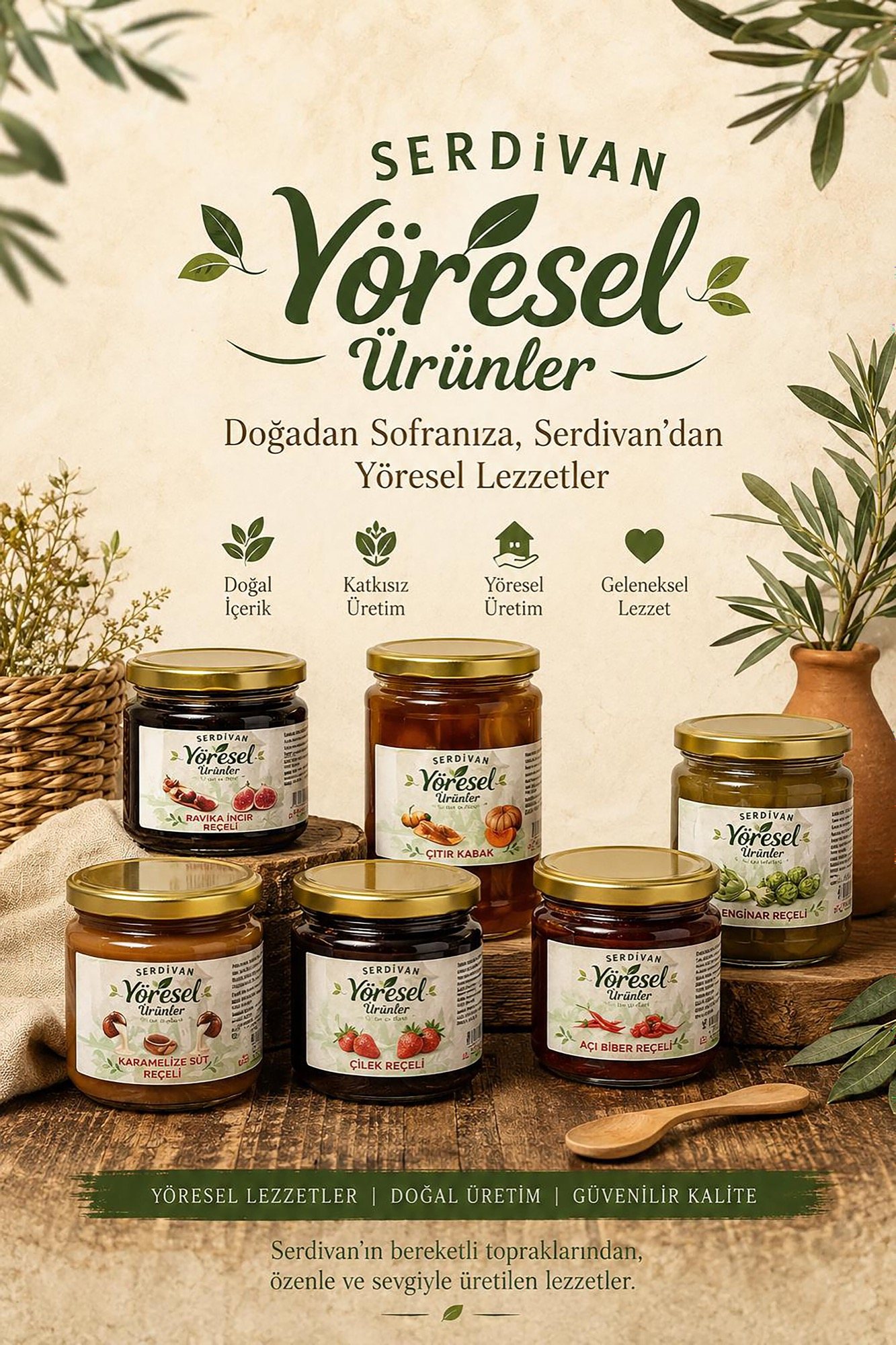 Serdivan Yöresel ürün ailesi — reçeller ve çıtır kabak kavanozları